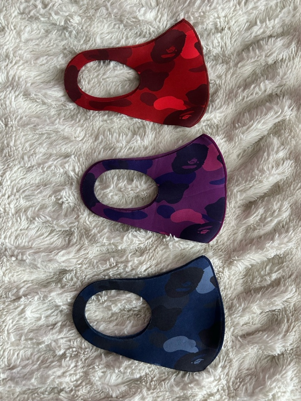 Bape A Bathing Ape Face Mask Set Of Three (3) Authentic Camo Print One Size - Picture 2 of 5